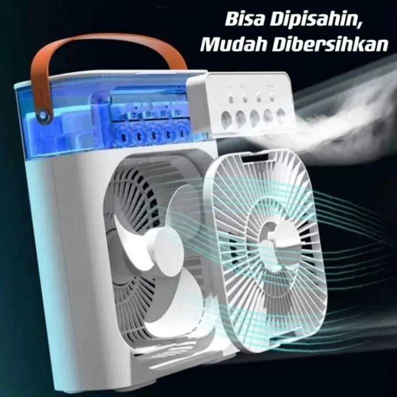 Kipas Pendingin Air Cooler Mini Portable, 3 Kecepatan, Tangki Air, Lampu LED 7 Warna 1
