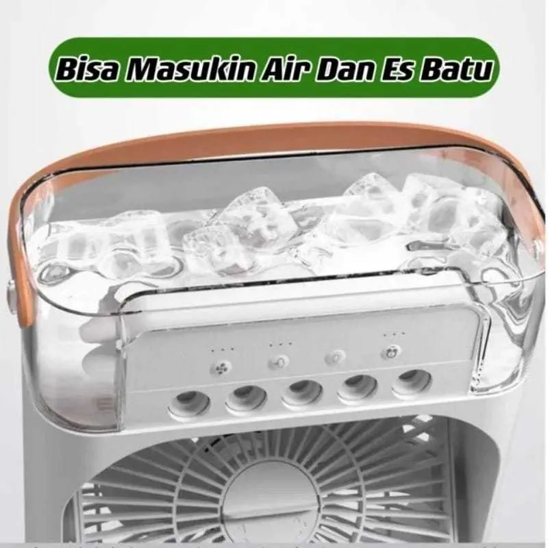 Kipas Pendingin Air Cooler Mini Portable, 3 Kecepatan, Tangki Air, Lampu LED 7 Warna 4