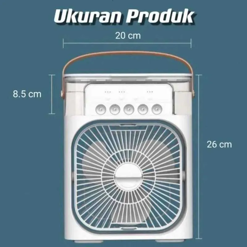Kipas Pendingin Air Cooler Mini Portable, 3 Kecepatan, Tangki Air, Lampu LED 7 Warna 6