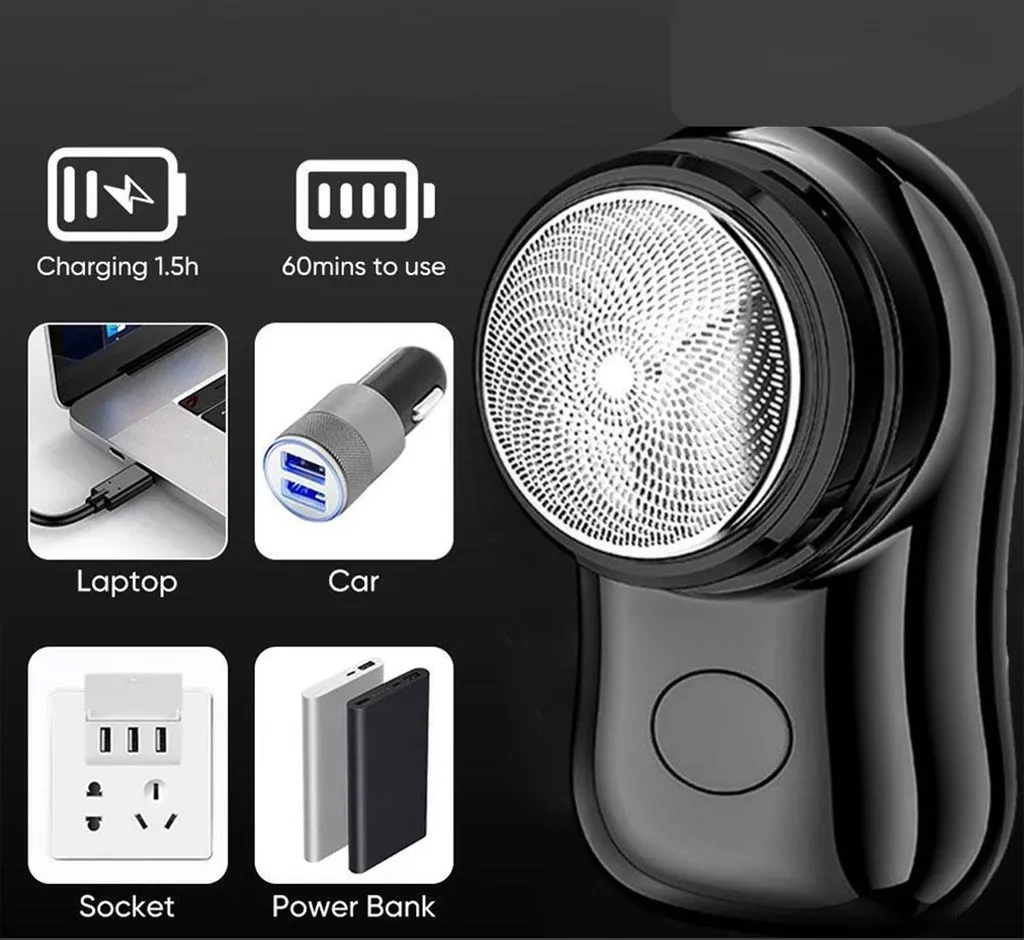 Alat Cukur Mini Portable Isi Ulang USB, 6 Mata Pisau, Muat di Saku 5
