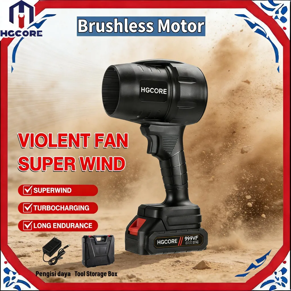 Blower Baterai Turbo Jet Tanpa Kabel, Motor Brushless, Angin Kencang untuk Debu Mobil dan Rumah 1