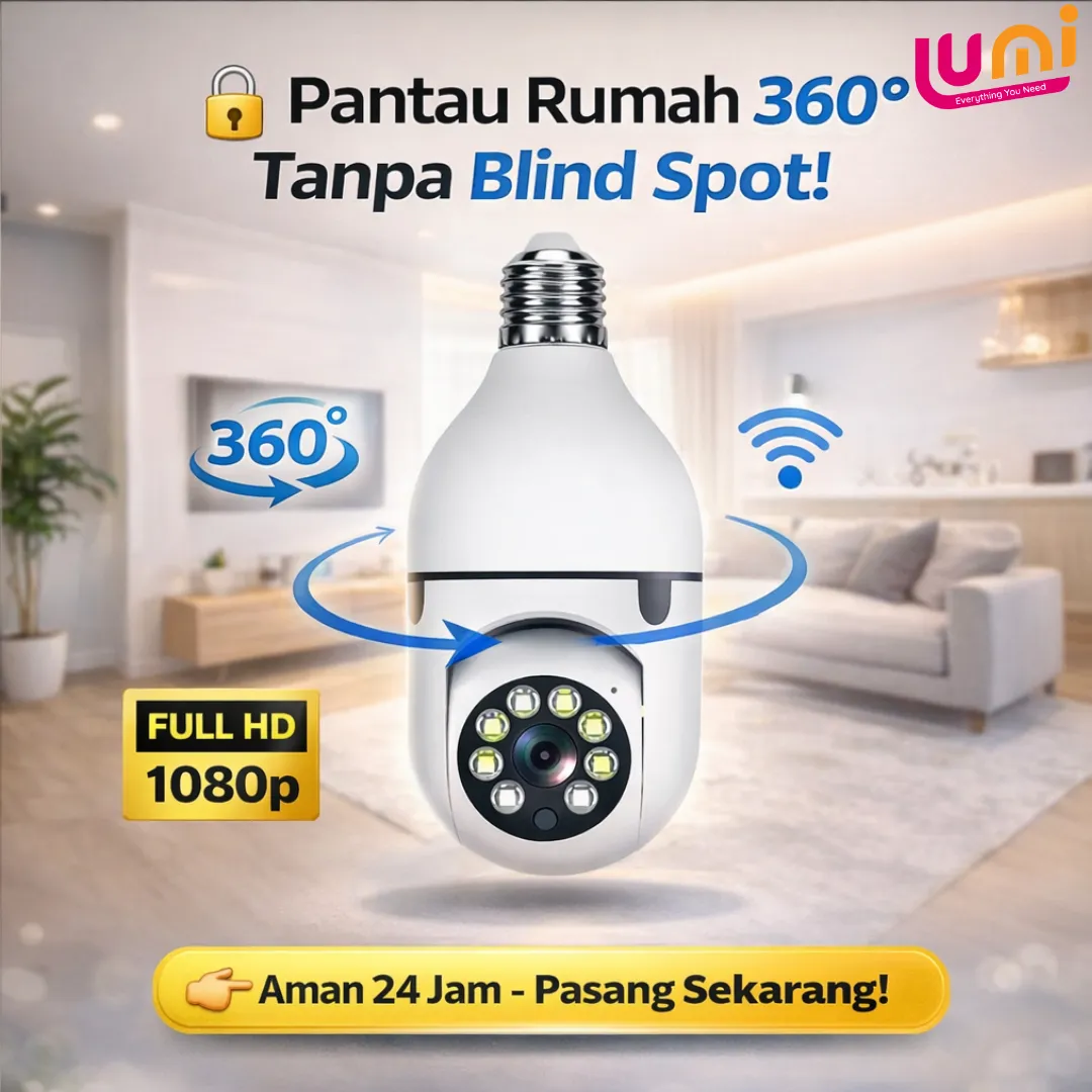 CCTV Bohlam WiFi 1080P Putar 360°, Night Vision, Bicara Dua Arah (Tanpa MicroSD) 2