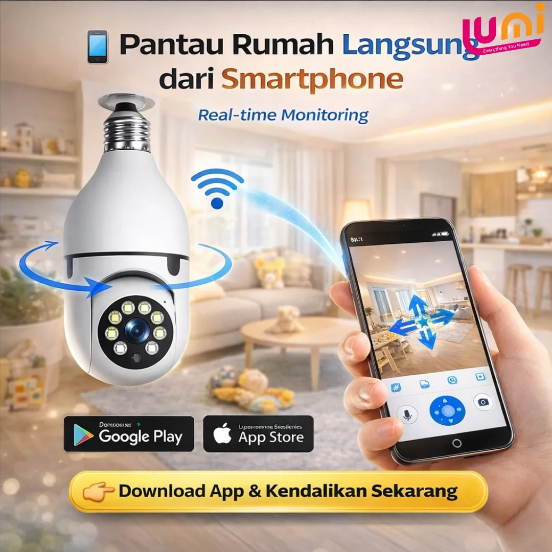 CCTV Bohlam WiFi 1080P Putar 360°, Night Vision, Bicara Dua Arah (Tanpa MicroSD) 3