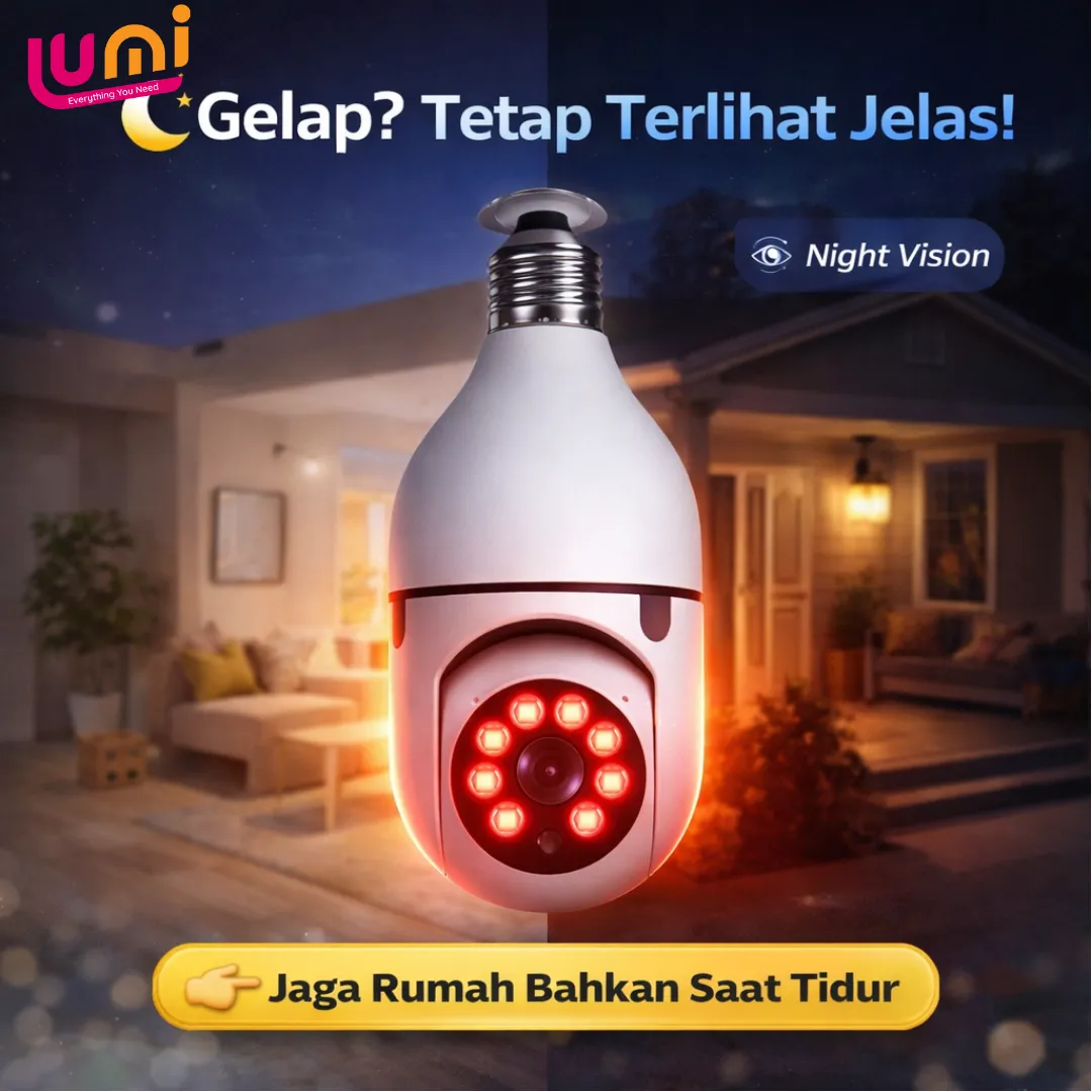 CCTV Bohlam WiFi 1080P Putar 360°, Night Vision, Bicara Dua Arah (Tanpa MicroSD) 4