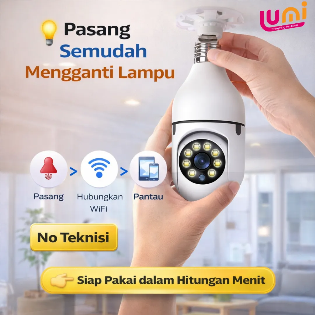 CCTV Bohlam WiFi 1080P Putar 360°, Night Vision, Bicara Dua Arah (Tanpa MicroSD) 5