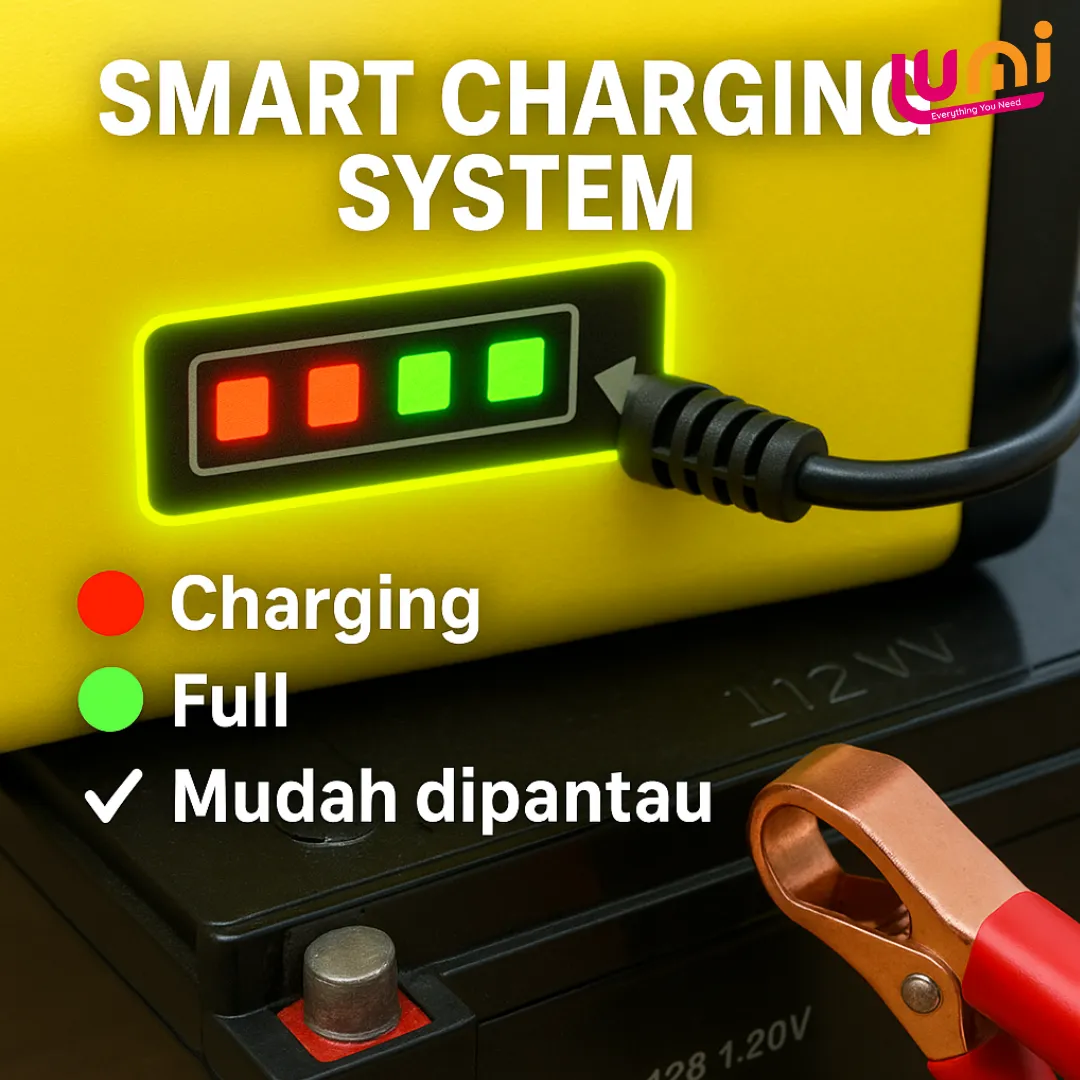 Charger Aki Mobil dan Motor 12V 2A Portable, Isi Ulang Aki dari Colokan Rumah, Berhenti Otomatis Saat Penuh 2