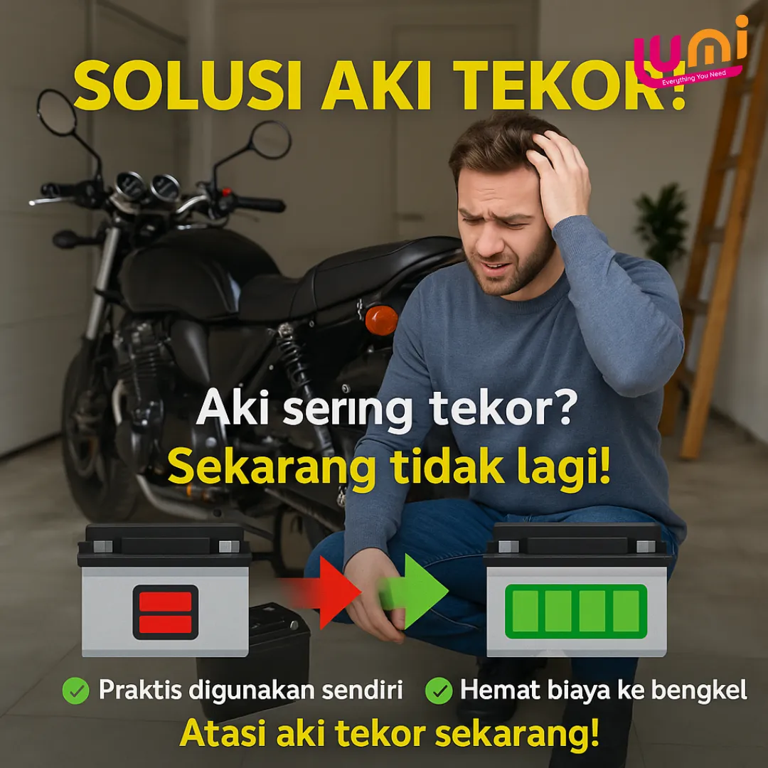 Charger Aki Mobil dan Motor 12V 2A Portable, Isi Ulang Aki dari Colokan Rumah, Berhenti Otomatis Saat Penuh 3