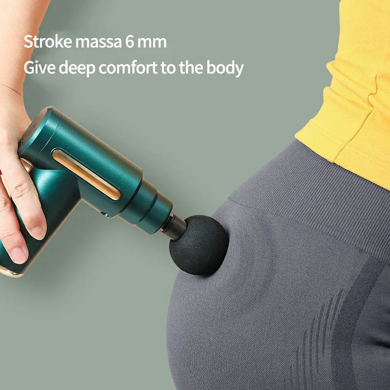 Massage Gun Pijat Elektrik 4 Kepala, 6 Kecepatan, Suara di Bawah 40 dB 3