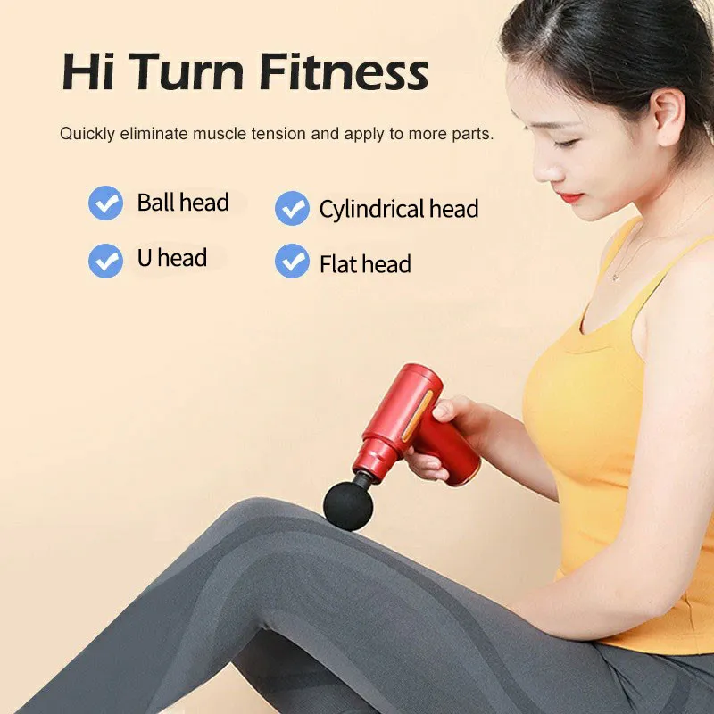 Massage Gun Pijat Elektrik 4 Kepala, 6 Kecepatan, Suara di Bawah 40 dB 4