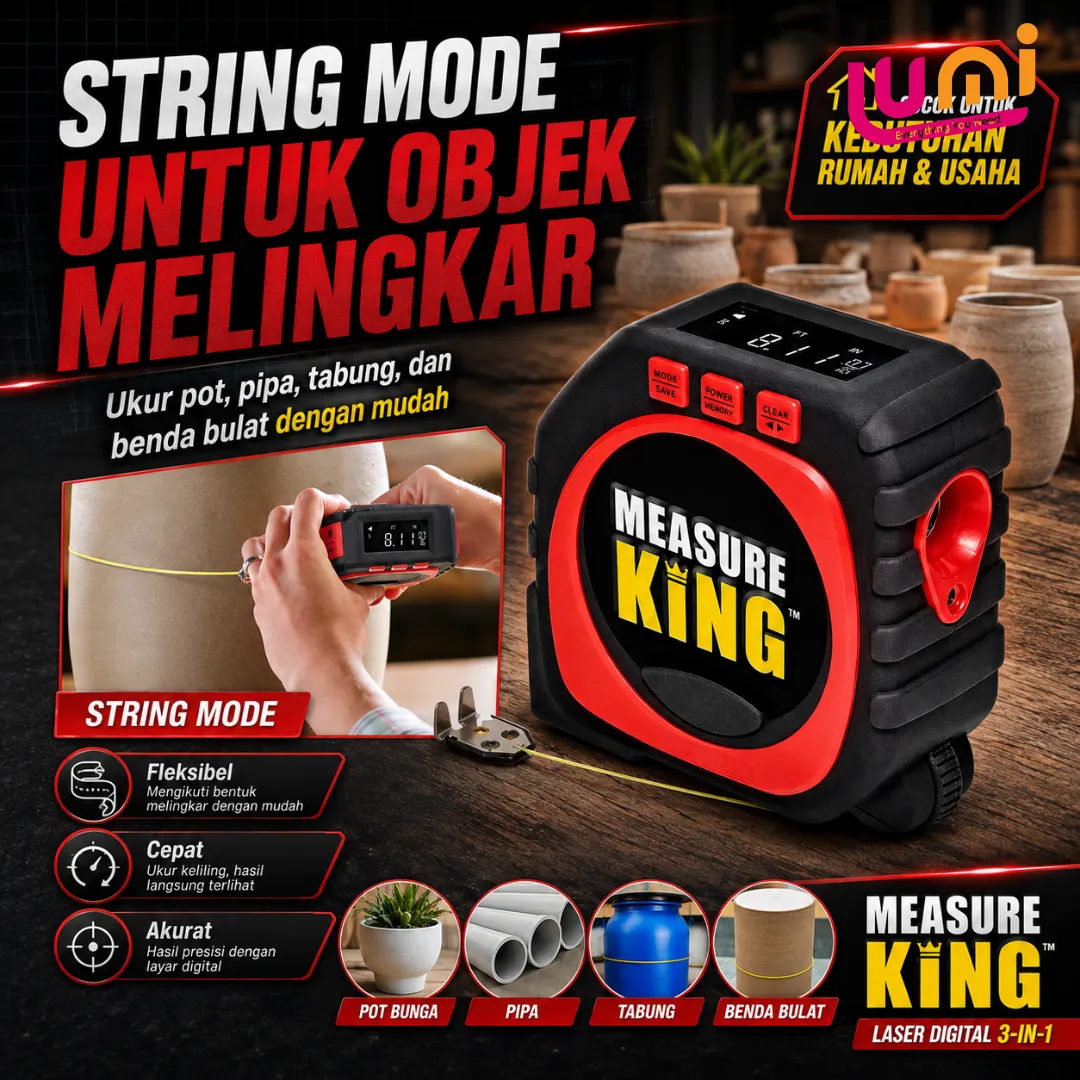 Measure King Meteran Digital 3 in 1: Tali, Roda, dan Laser, Sampai 30 Meter 5