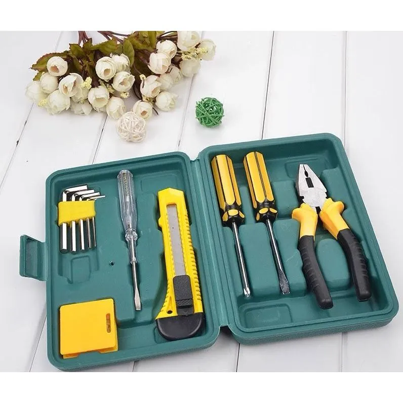 Set Alat Perkakas Rumah 8 in 1: Palu, Tang, Obeng, Meteran, Cutter, Tespen, Isolasi, Kotak 5