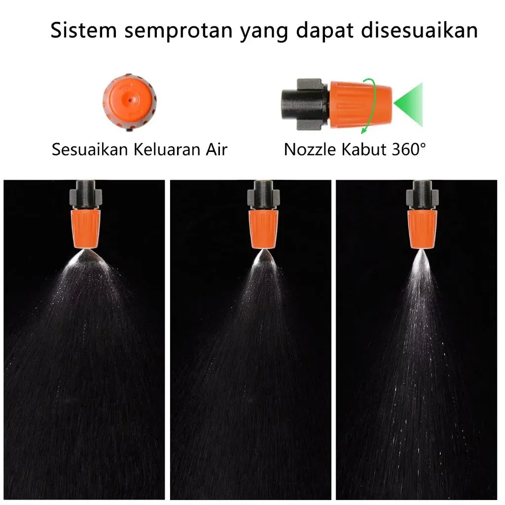 Set Penyiram Kabut Tanaman: Selang 10 Meter, 10 Nozzle Mist, Konektor Keran 4