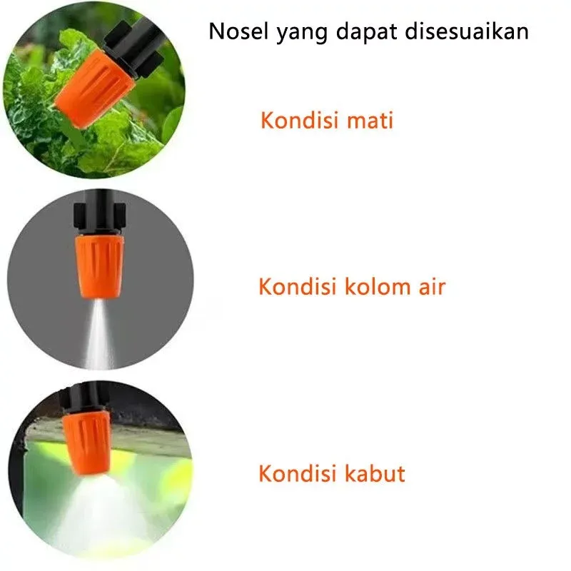Set Penyiram Kabut Tanaman: Selang 10 Meter, 10 Nozzle Mist, Konektor Keran 5