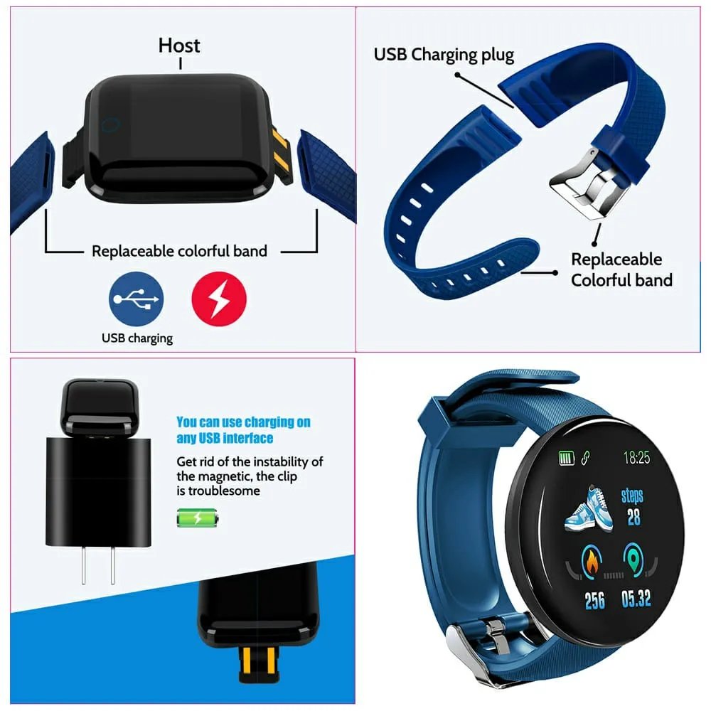 Smartwatch D18 Layar Sentuh: Detak Jantung, Tekanan Darah, Oksigen, Tidur, Notifikasi HP 3