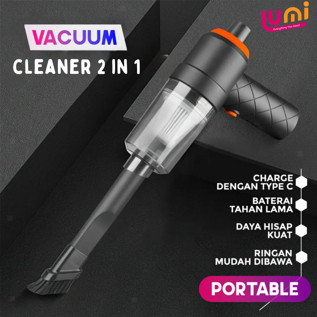 Vacuum Cleaner Mini Portable 2 in 1 Tanpa Kabel 120 W untuk Mobil, Sofa, Kasur, dan Keyboard 1