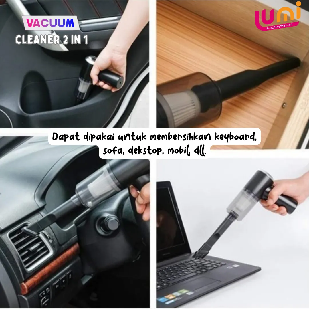 Vacuum Cleaner Mini Portable 2 in 1 Tanpa Kabel 120 W untuk Mobil, Sofa, Kasur, dan Keyboard 3