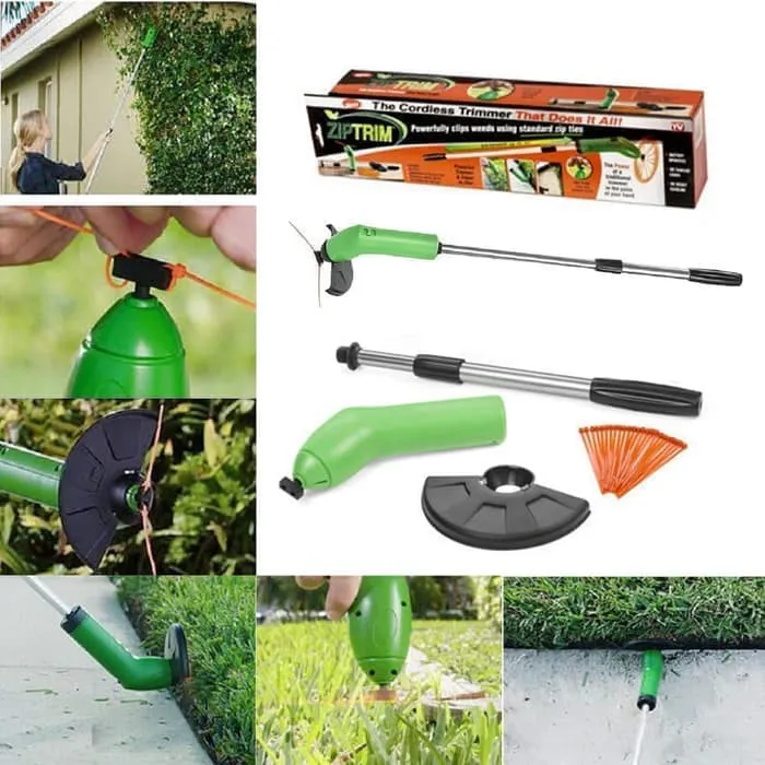 Zip Trim Pemotong Rumput Cordless Mini, Pakai Kabel Ties, dengan Tongkat Penyambung 3